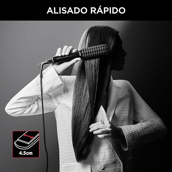 Plancha de pelo - Rowenta x Karl Lagerfeld Easyliss SF161LF0, 240 V, Revestimiento cerámico con turmalina, 200 °C, Función liso y alisado, Negro